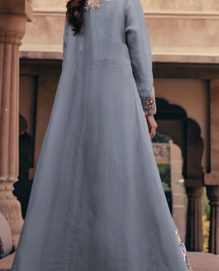 5532 C - SKY BLUE COLOUR LEHENGA WITH FANCY KOTI FRONT AND BACK EMBROIDERED